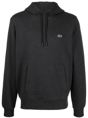 Lacoste logo-embroidered long-sleeved hoodie - Grey