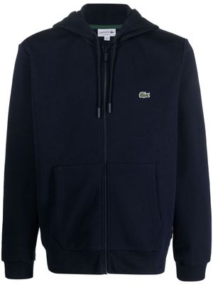 Lacoste logo-embroidered zip-up hoodie - Blue