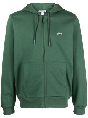Lacoste logo-embroidered zip-up hoodie - Green