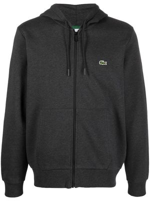 Lacoste logo-embroidered zip-up hoodie - Grey