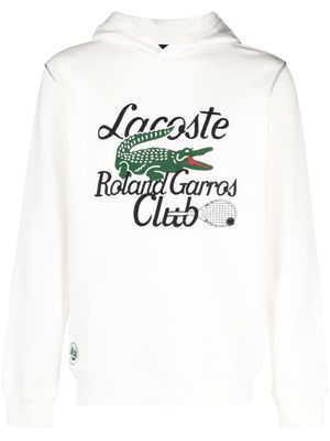 Lacoste logo-embroidery cotton hoodie - White