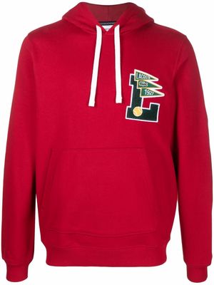 Lacoste logo letter patch hoodie - Red