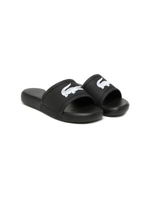 Lacoste logo open-toe slides - Black