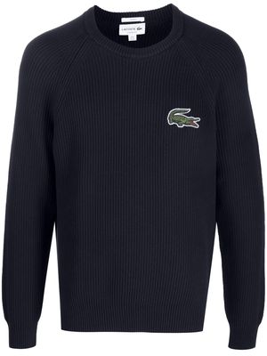 Lacoste logo-patch cable-knit jumper - Blue