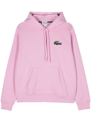 Lacoste logo-patch cotton hoodie - Pink