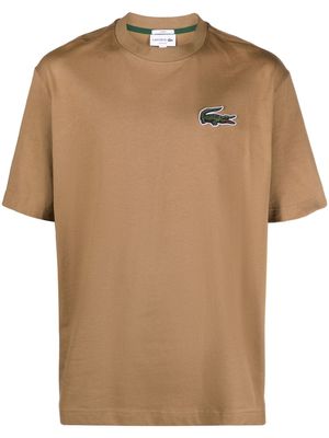 Lacoste logo-patch cotton T-shirt - Brown