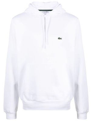 Lacoste logo-patch drawstring hoodie - White