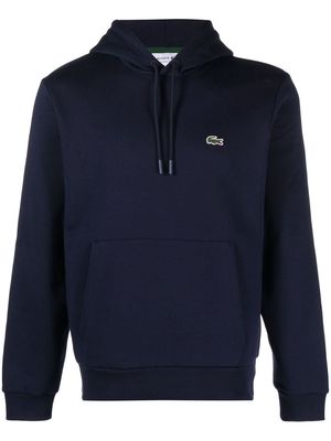Lacoste logo-patch fleece hoodie - Blue