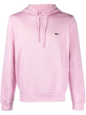 Lacoste logo-patch fleece hoodie - Pink