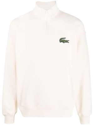 Lacoste logo-patch high-neck sweatshirt - Neutrals