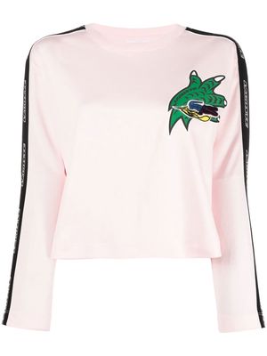 Lacoste logo-patch long-sleeve T-shirt - Pink