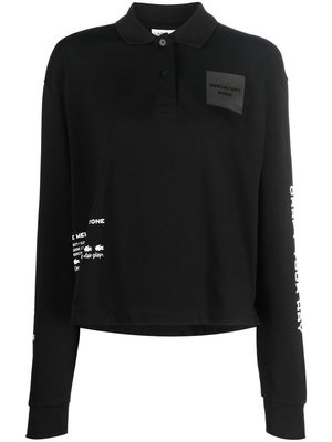 Lacoste logo-patch long-sleeved polo shirt - Black
