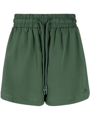 Lacoste logo-patch lyocell shorts - Green