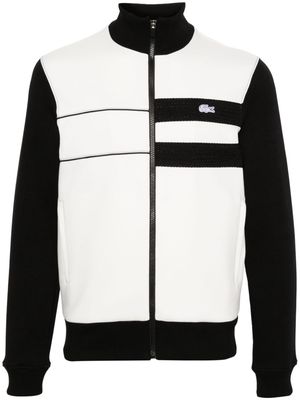 Lacoste logo-patch panelled zip-up sweatshirt - White
