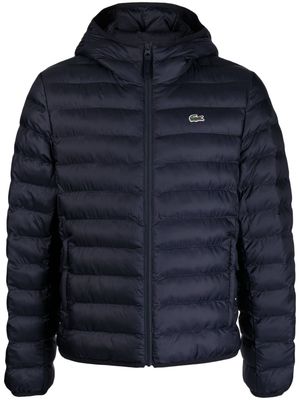Lacoste logo-patch quilted hooded jacket - Blue