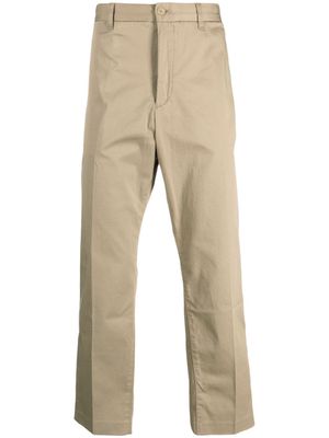 Lacoste logo-patch straight-leg trousers - Neutrals