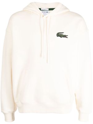 Lacoste logo-patch stretch-cotton hoodie - White