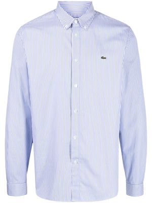 Lacoste logo-patch striped cotton shirt - Blue