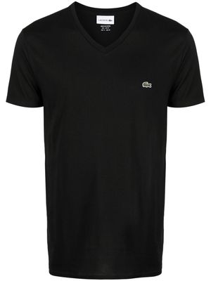 Lacoste logo-patch V-neck cotton T-shirt - Black