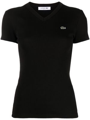 Lacoste logo-patch V-neck T-shirt - Black