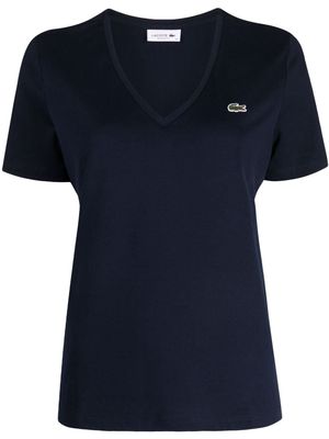 Lacoste logo-patch V-neck T-shirt - Blue