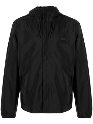 Lacoste logo-patch waterproof hooded jacket - Black