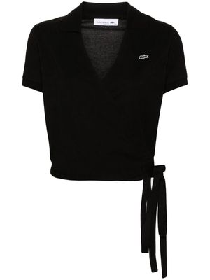 Lacoste logo-patch wrap polo shirt - Black