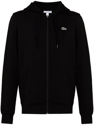 Lacoste logo-patch zip-front hoodie - Black