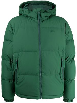 Lacoste logo-patch zip-up padded jacket - Green