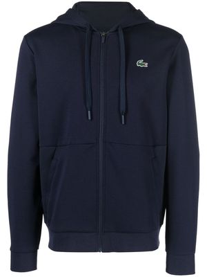 Lacoste logo-patch zipped hoodie - Blue