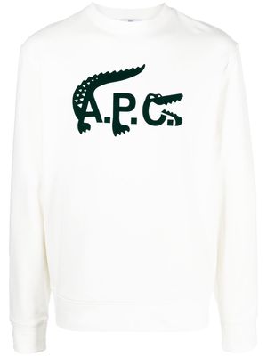 Lacoste logo-print long-sleeved sweatshirt - White