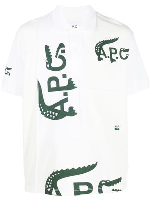 Lacoste logo-print panelled polo shirt - White
