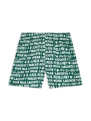 Lacoste logo-print taffeta swim shorts - Green