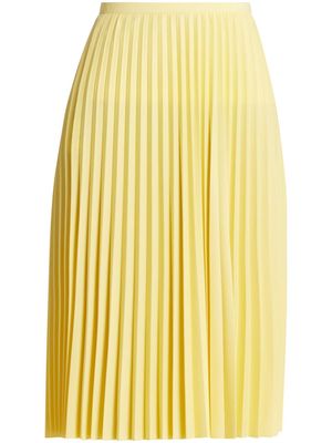 Lacoste logo-waistband pleated midi skirt - Yellow