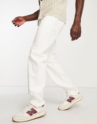 Lacoste loose fit five pocket denim jeans in white-Neutral