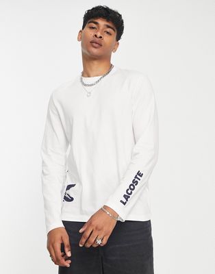 Lacoste lounge long sleeve logo top in white