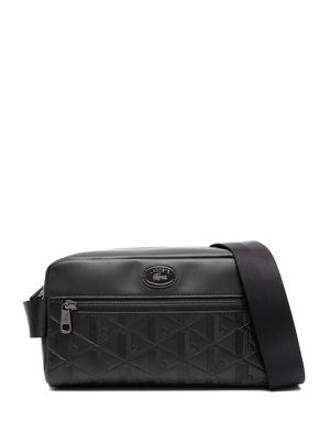 Lacoste monogram-debossed leather crossbody bag - Black