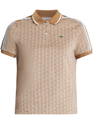 Lacoste monogram-jacquard cotton polo shirt - Neutrals