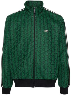 Lacoste monogram-jacquard zipped sweatshirt - Green