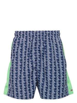 Lacoste monogram-print drawstring swim shorts - Blue