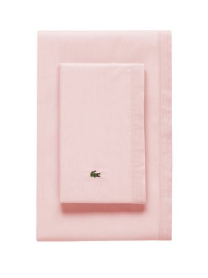 Lacoste Percale Solid Sheet Set in Iced Pink Twin XL