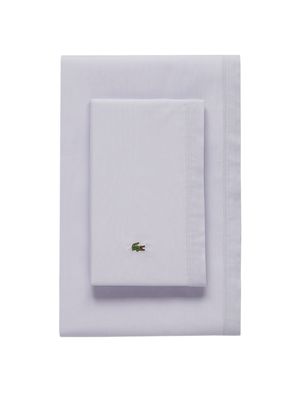 Lacoste Percale Solid Sheet Set in Light Grey Full