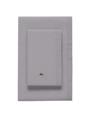 Lacoste Percale Solid Sheet Set in Sleet Cal King