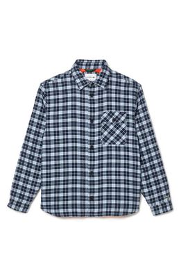 Lacoste Plaid Flannel Button-Up Overshirt in Qli Methylene/Multico