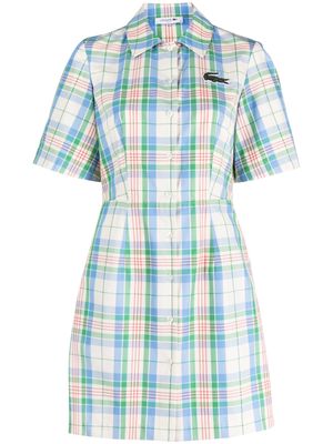 Lacoste plaid shirt mini dress - Neutrals