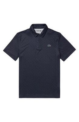Lacoste Regular Fit Print Stretch Polo Shirt in Marine