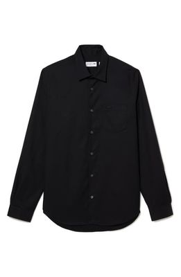 Lacoste Regular Fit Solid Poplin Button-Up Shirt in 031 Noir