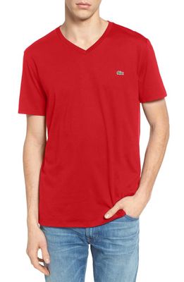 Lacoste Regular Fit V-Neck T-Shirt in Red