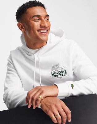 Lacoste repeat logo hoodie in white