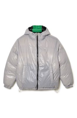 Lacoste Reversible Hooded Puffer Jacket in Qiw Abimes/Multico-Nimbus